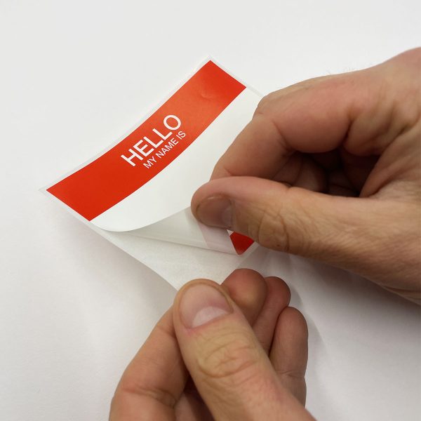 FLUX Eggshell Stickers 50ks - HELLO MY NAME IS, RED